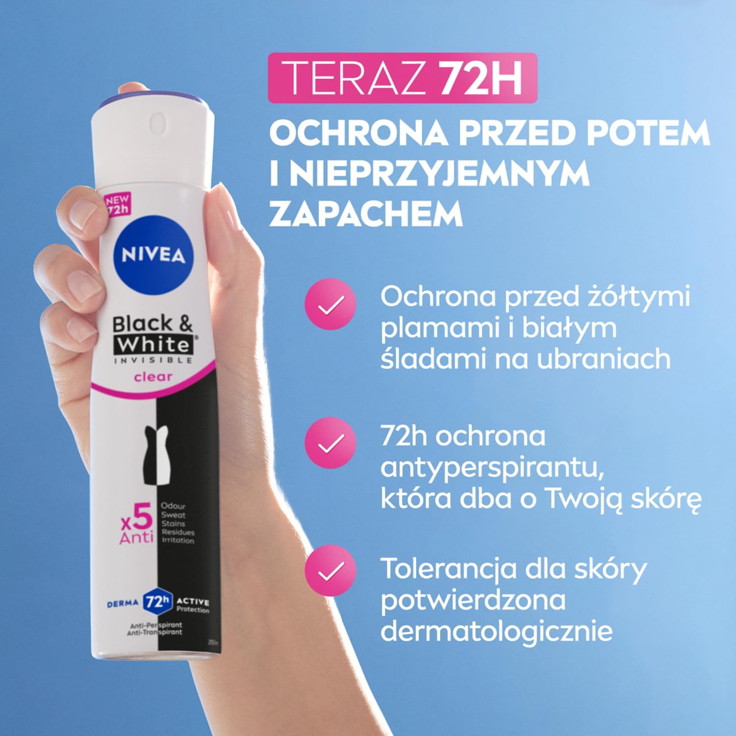 Nivea Black & White Invisible Clear deodorant spray 250ml for women
