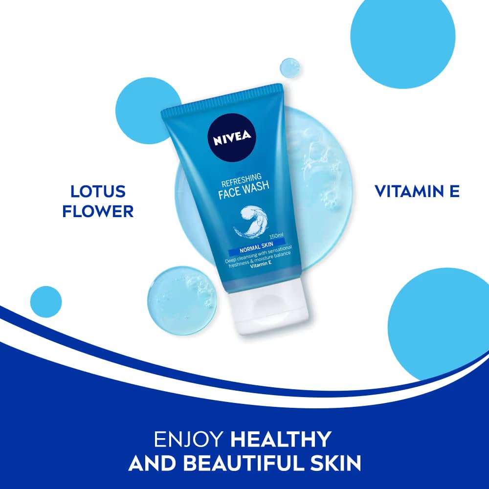 Nivea Visage Refreshing Face Wash Gel 150ml blue tube for normal skin