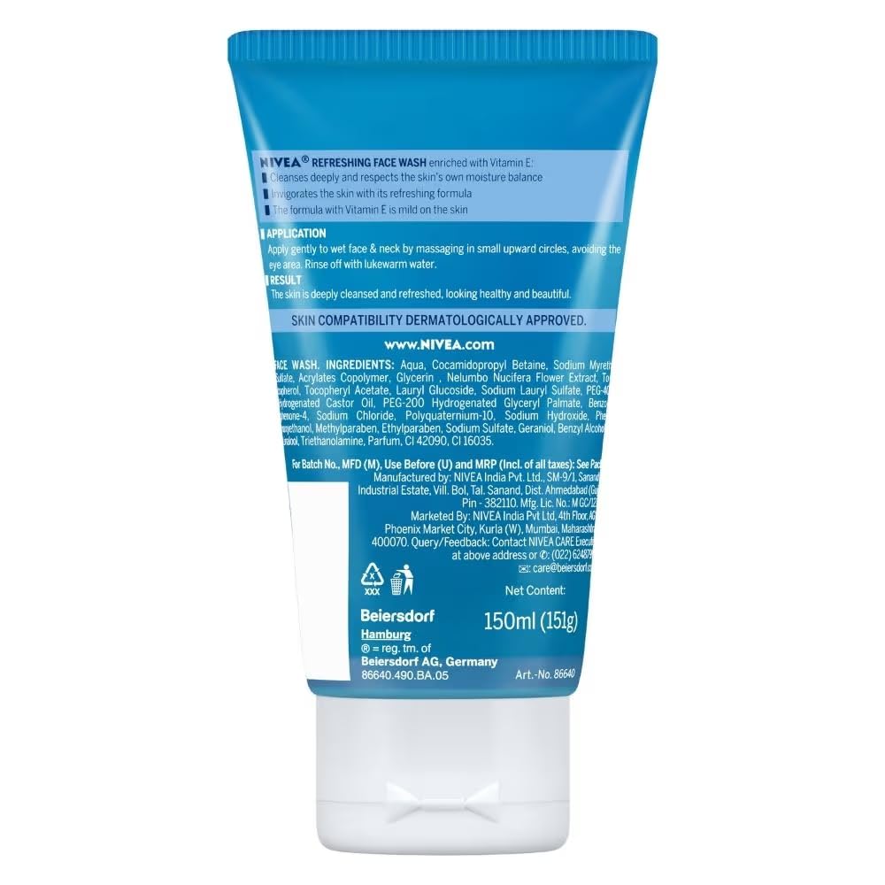 Nivea Visage Refreshing Facial Wash Gel 150ml blue tube with white cap