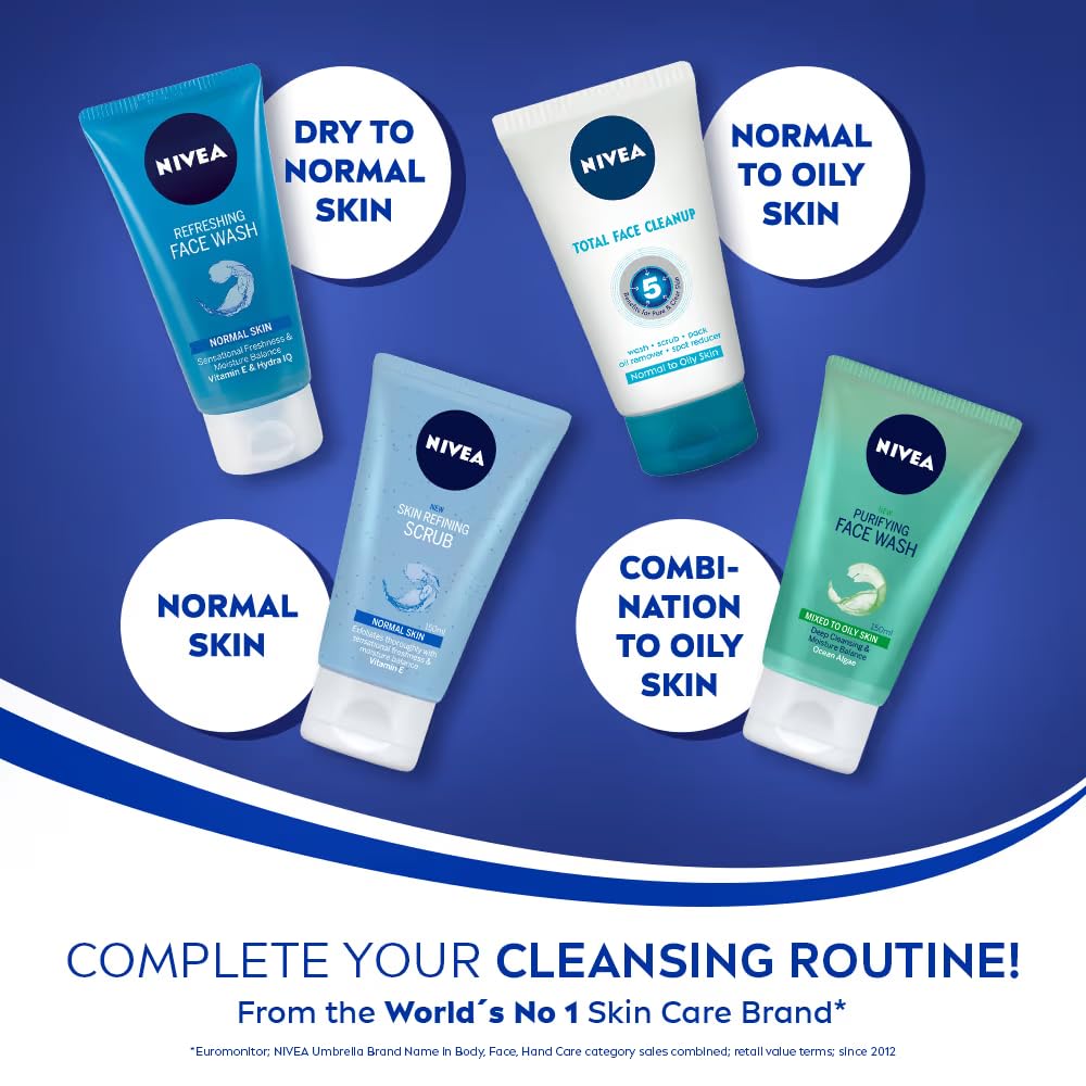 Nivea Refreshing Facial Wash Gel turquoise tube for dry to normal skin