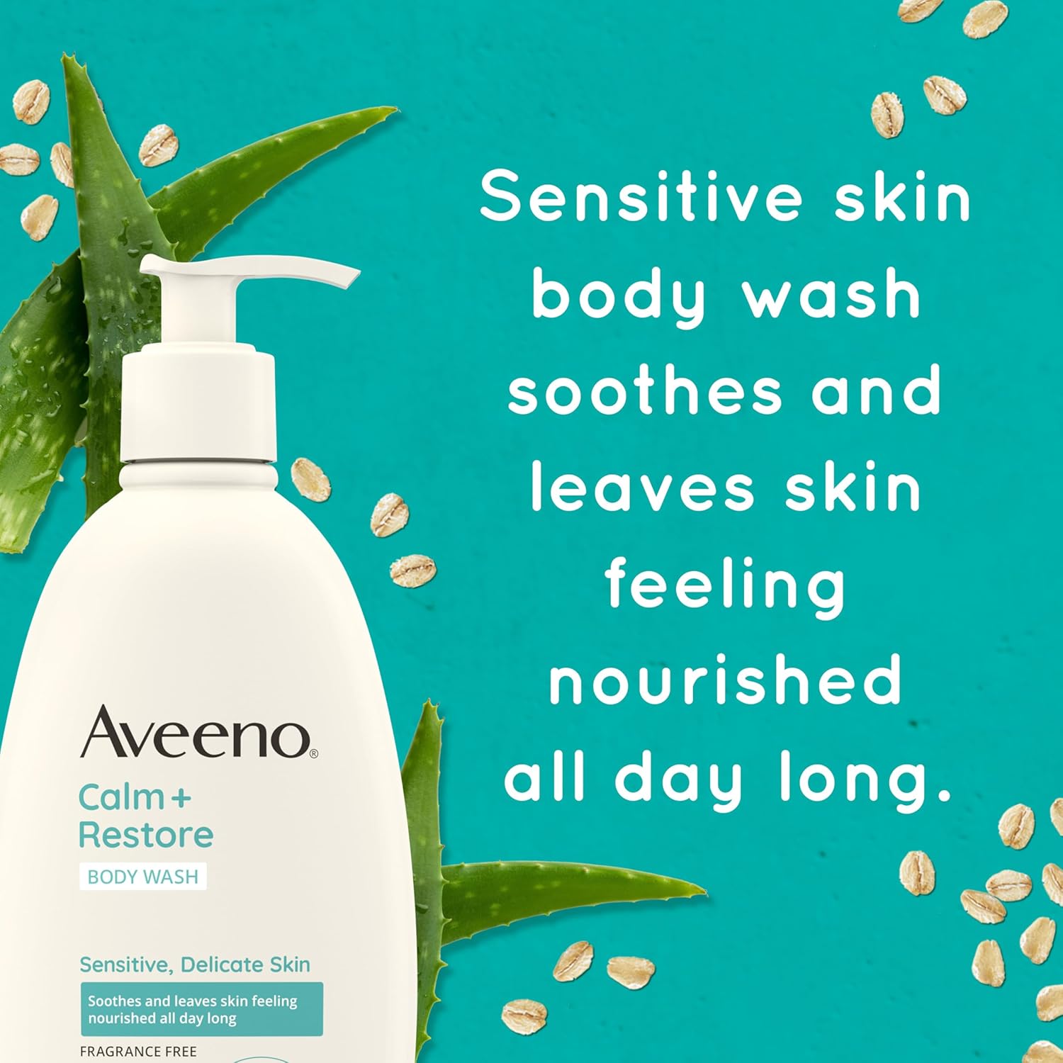 Aveeno Calm + Restore Daily Body Wash for Sensitive Skin, 18 fl oz bottle