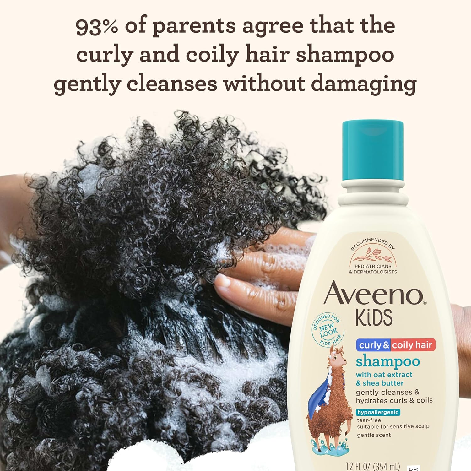 Aveeno Kids' Curly Hair Hydrating Shampoo with Shea Butter, 12 fl oz bottle