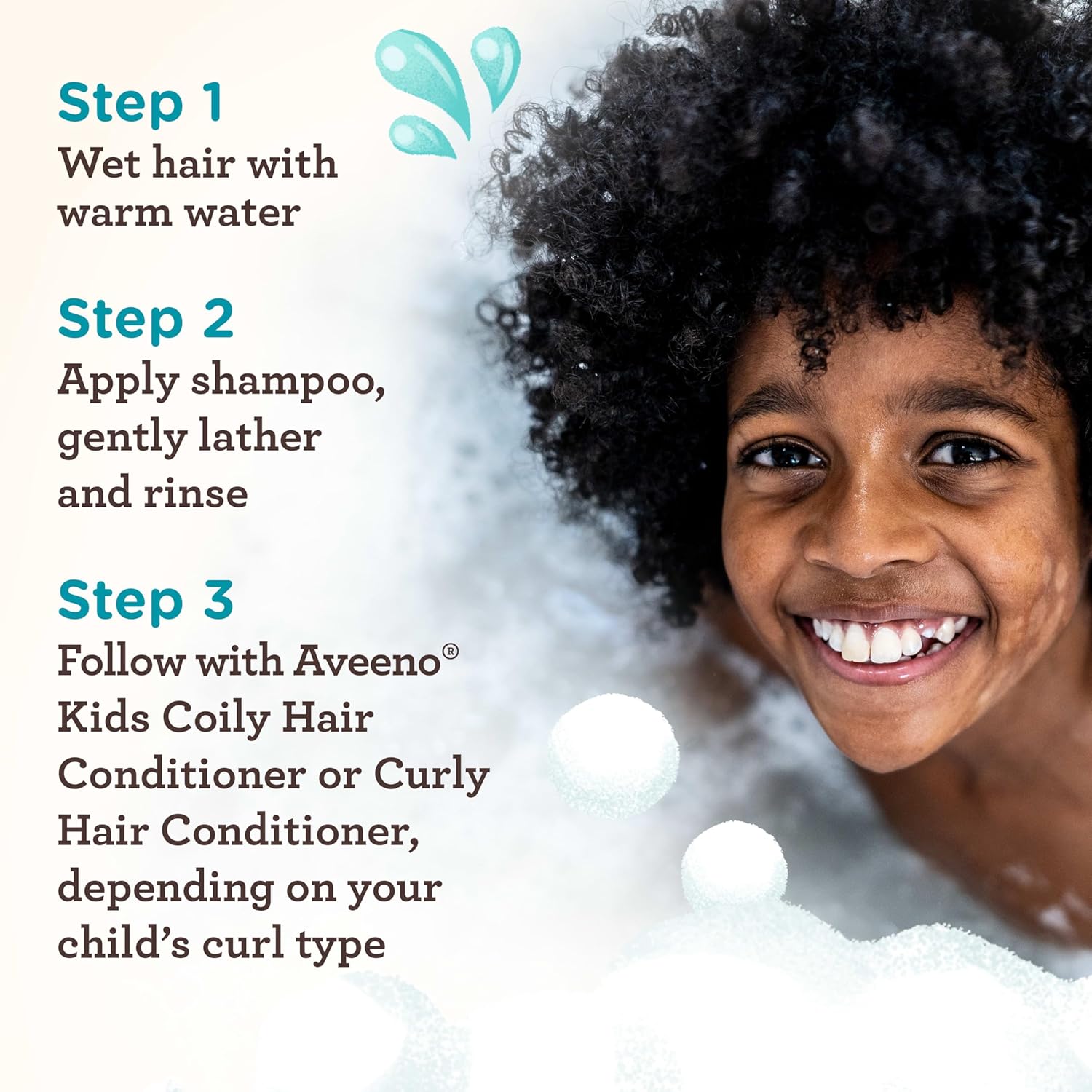 Aveeno Kids' Curly Hair Hydrating Shampoo with Shea Butter, 12 fl oz bottle