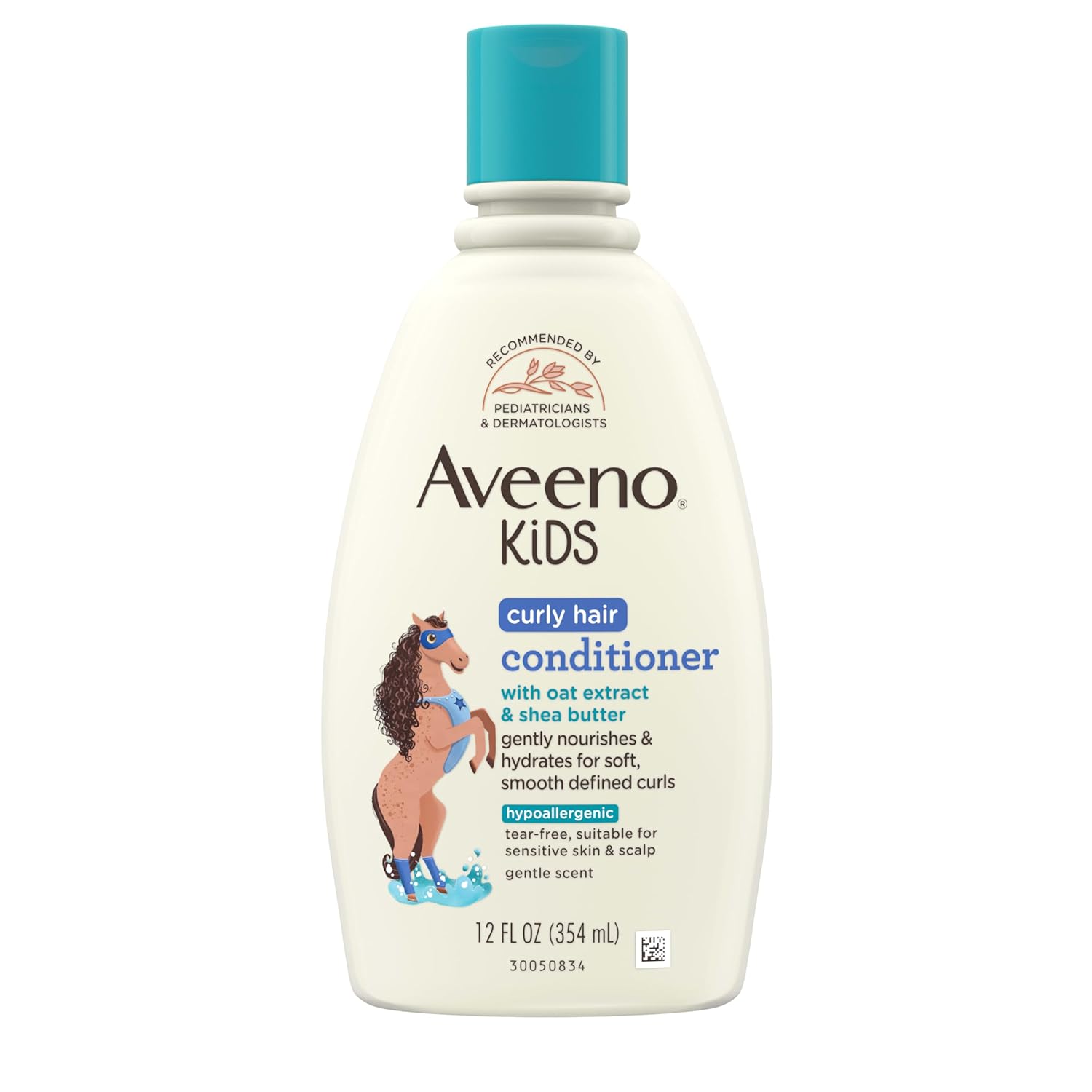 Aveeno Kids Curly Hair Conditioner with oat extract and shea butter, 12 fl oz bottle