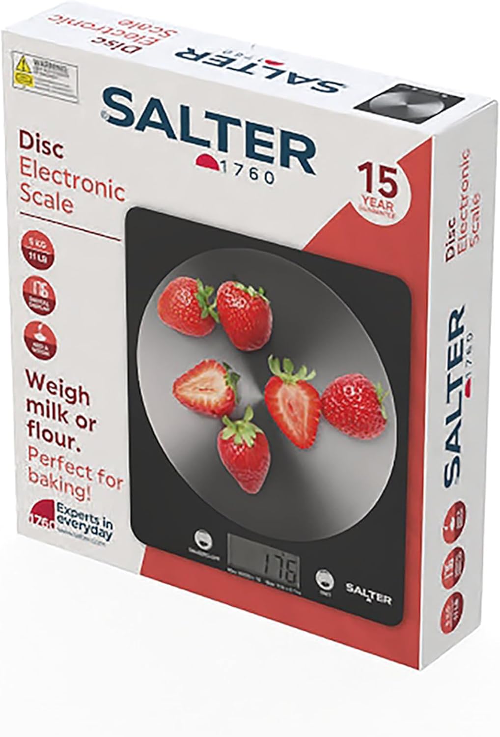 Salter Disc 1760 electronic scale with black steel platform, 5kg capacity