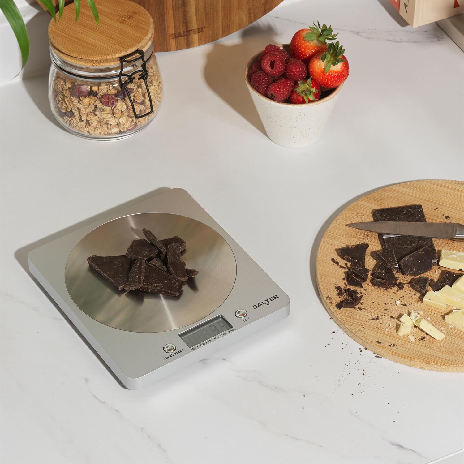 Salter 1036 SVSSDR silver disc electronic kitchen scale with bowl