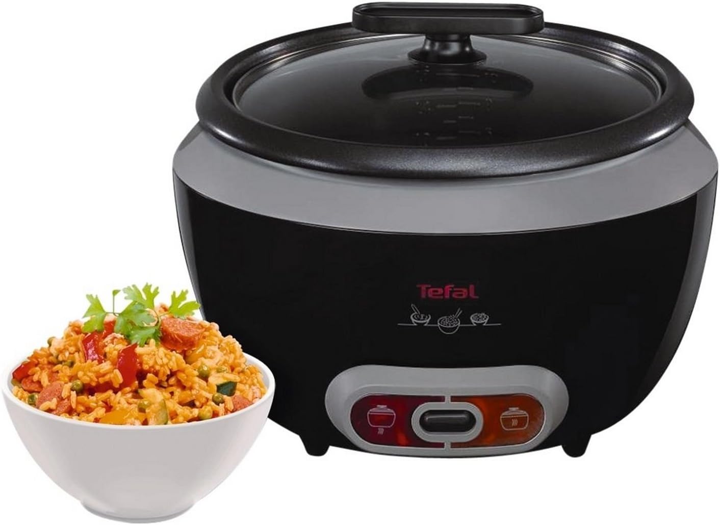 Tefal RK1568UK black rice cooker steamer 1.8 litre with glass lid
