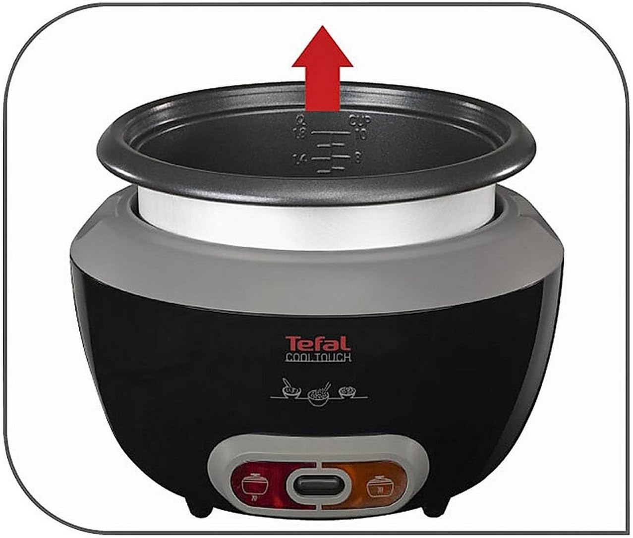 Tefal RK1568UK Cooltouch 1.8L black rice cooker steamer with glass lid