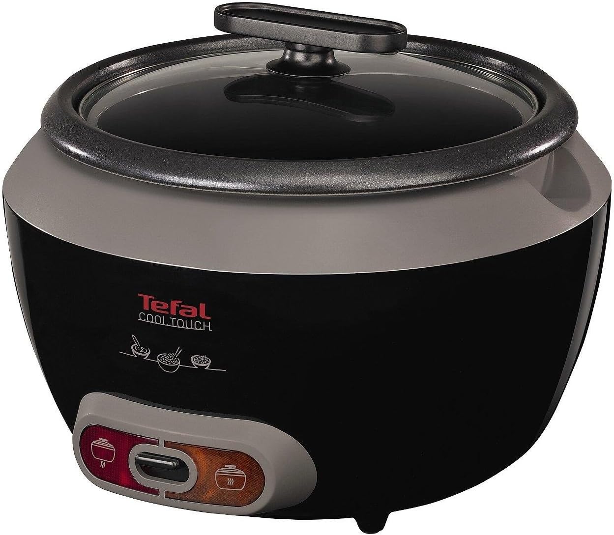 Tefal RK1568UK black and grey automatic rice cooker steamer with glass lid