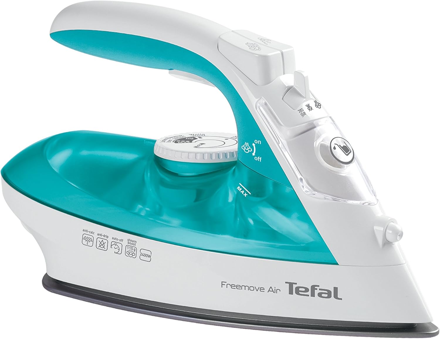 Tefal Freemove Air cordless steam iron with turquoise and white design 2400W