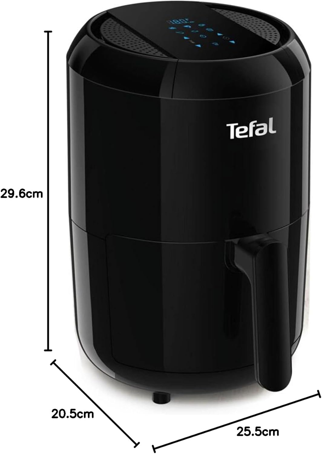 Tefal Easy Fry Compact black air fryer with digital display and handle