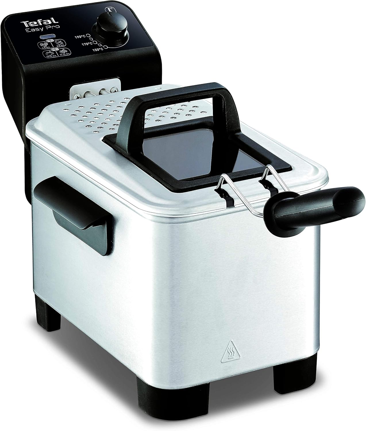 Tefal Easy Pro white and black deep fryer with control panel and basket