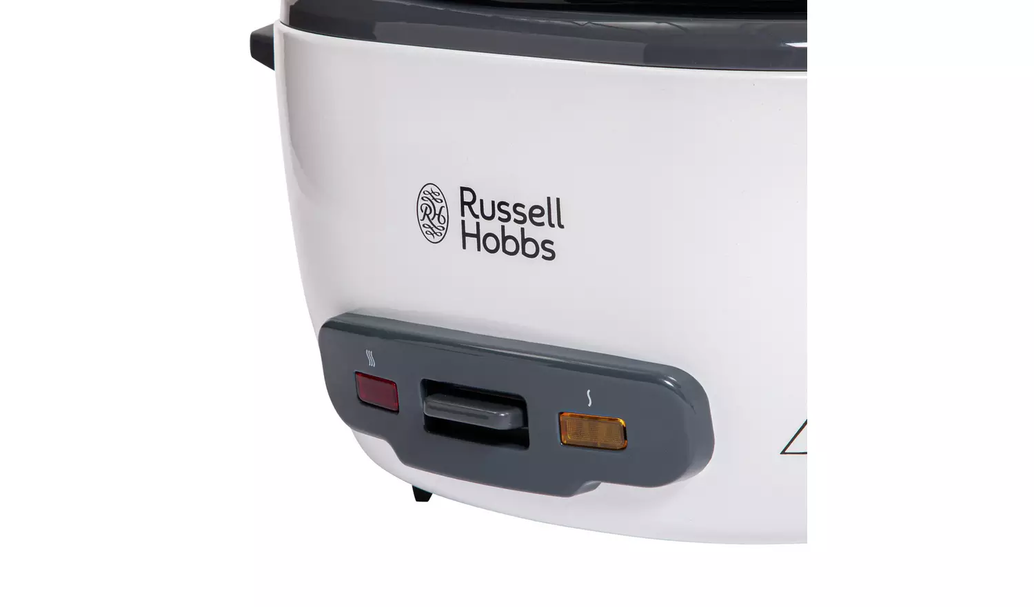 Russell Hobbs large white rice cooker with black lid and controls