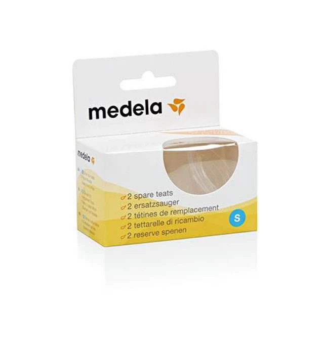 Medela slow flow spare teats size S, pack of two replacement teats