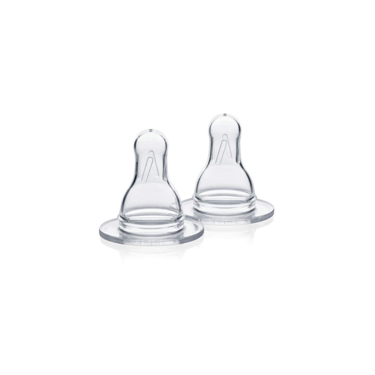 Medela medium flow spare teats, pack of two clear silicone bottle nipples