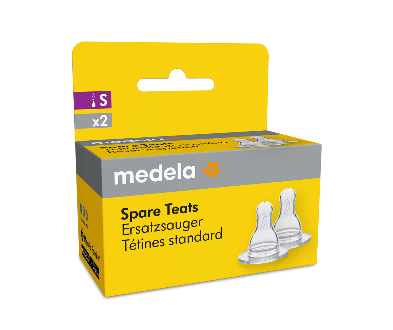 Medela Spare Teats Slow Flow Size S pack of two