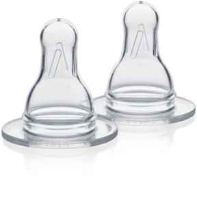 Medela Spare Teats Slow Flow clear silicone pair