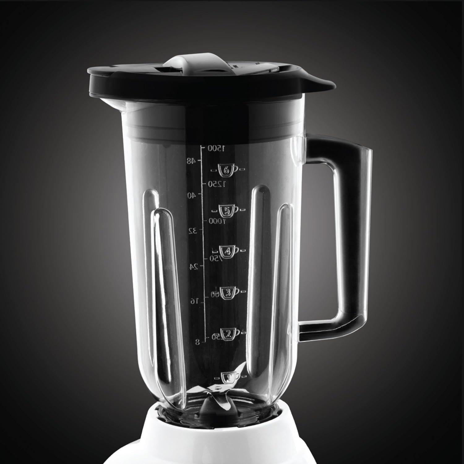 Russell Hobbs plastic jug blender, 1.5 litre capacity, 400W, black and white model 24610