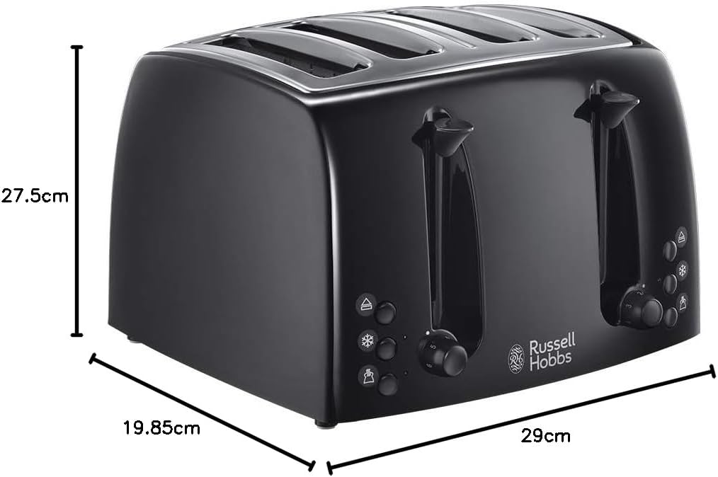 Russell Hobbs Texture black four slice toaster with chrome accents