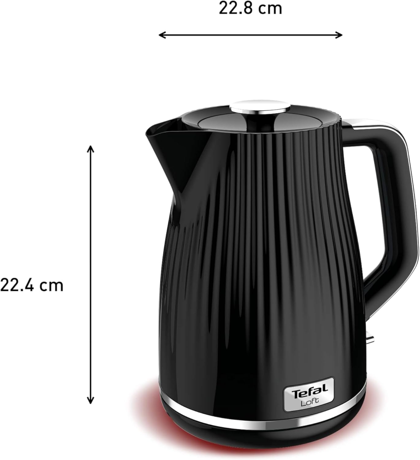 Tefal Loft black electric kettle 1.7 litre capacity with ribbed design