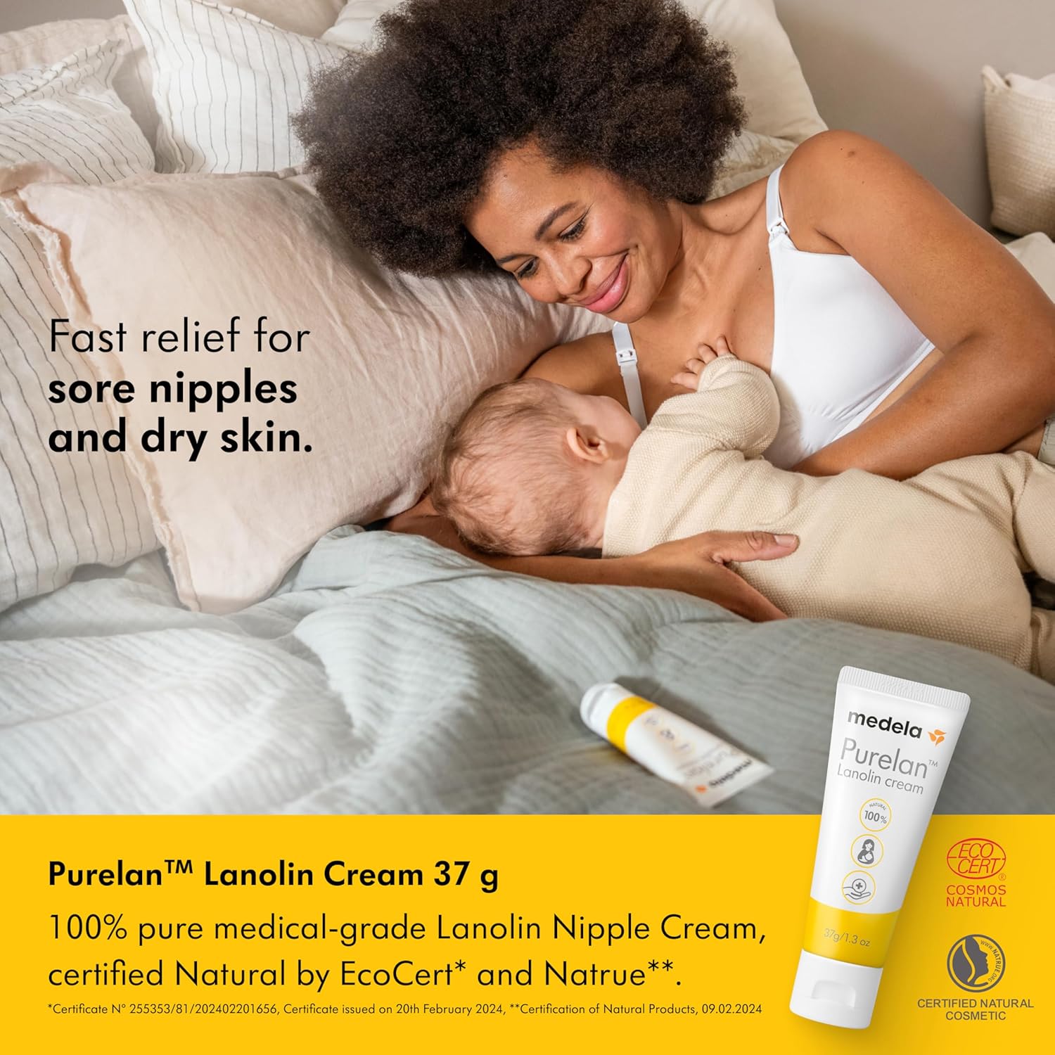 Medela Purelan Lanolin Cream 37g white tube with yellow accents