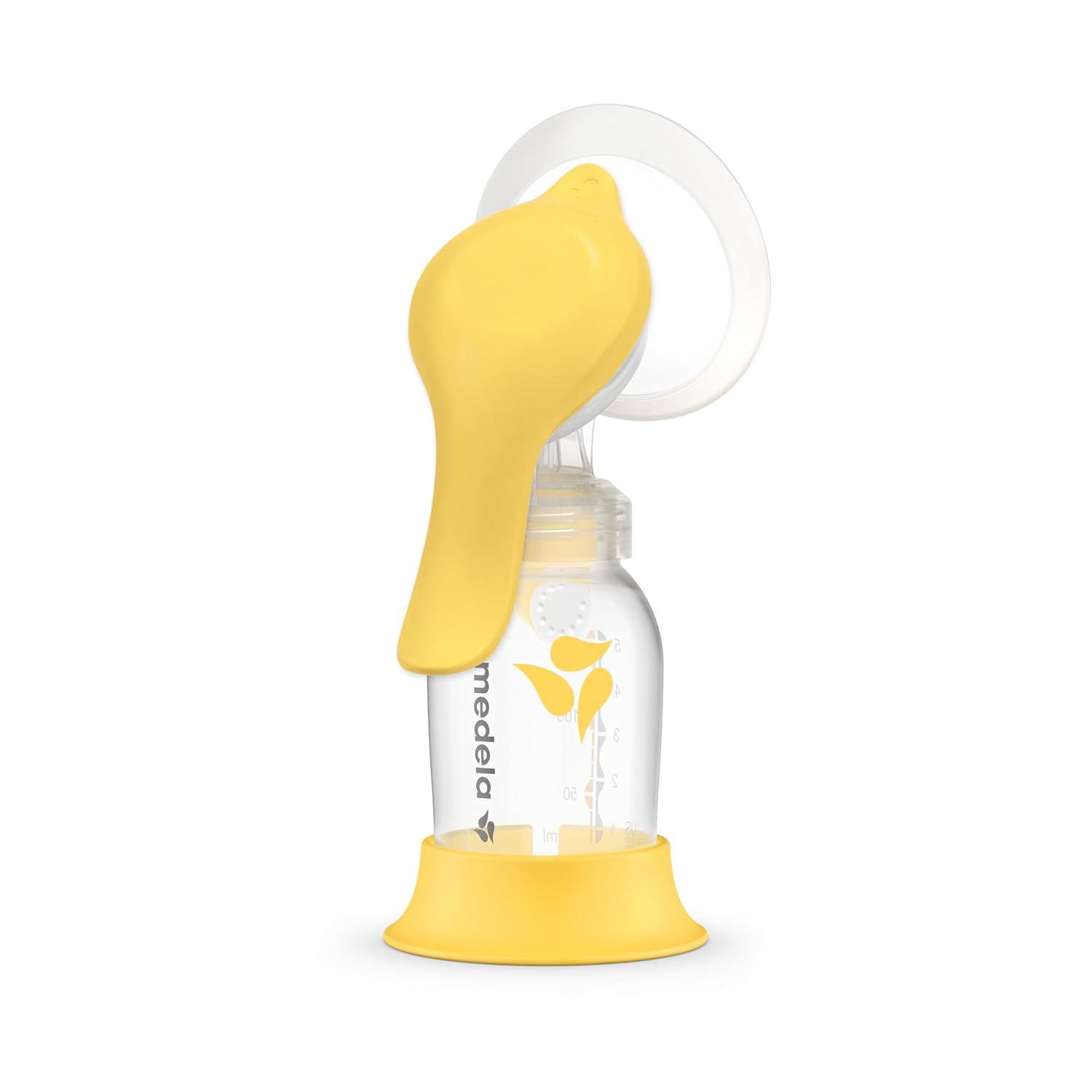Medela Harmony Flex yellow manual breast pump with collection bottle