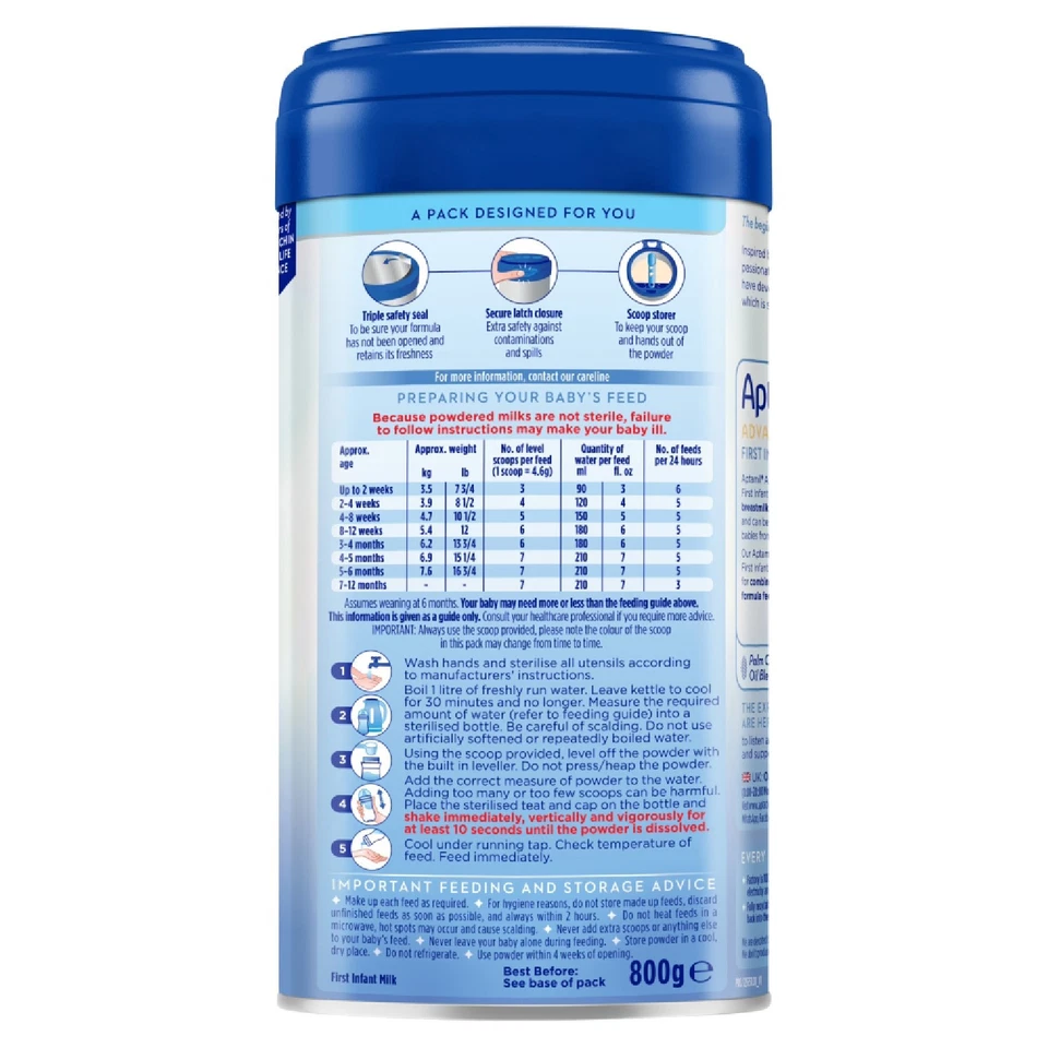 Aptamil Advance No 1 infant milk powder 800g with blue safety seal lid