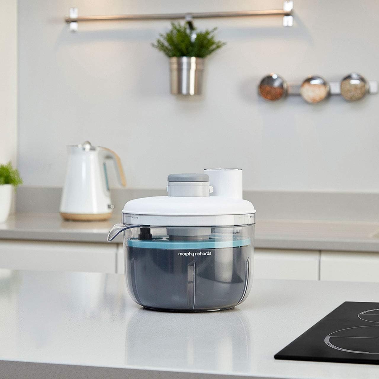 Morphy Richards Prepstar One food processor with white lid and dark base on countertop