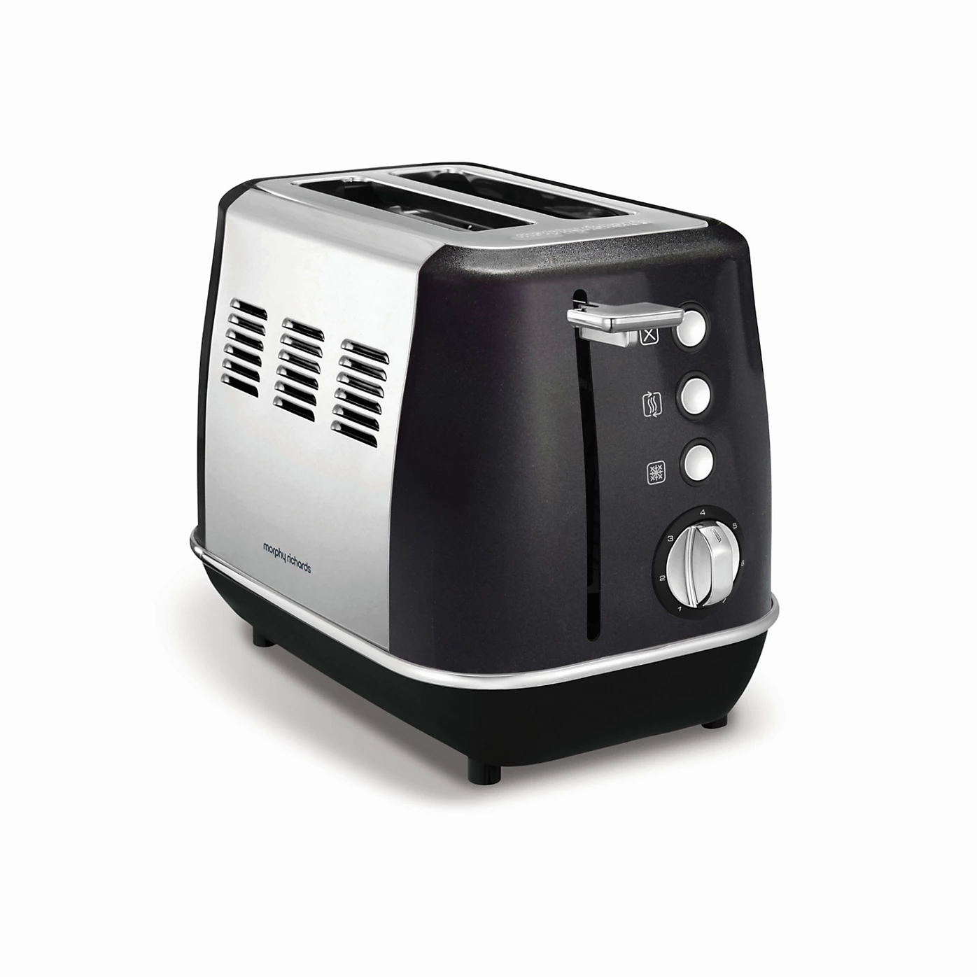 Morphy Richards Evoke 2 slice toaster, black and stainless steel finish