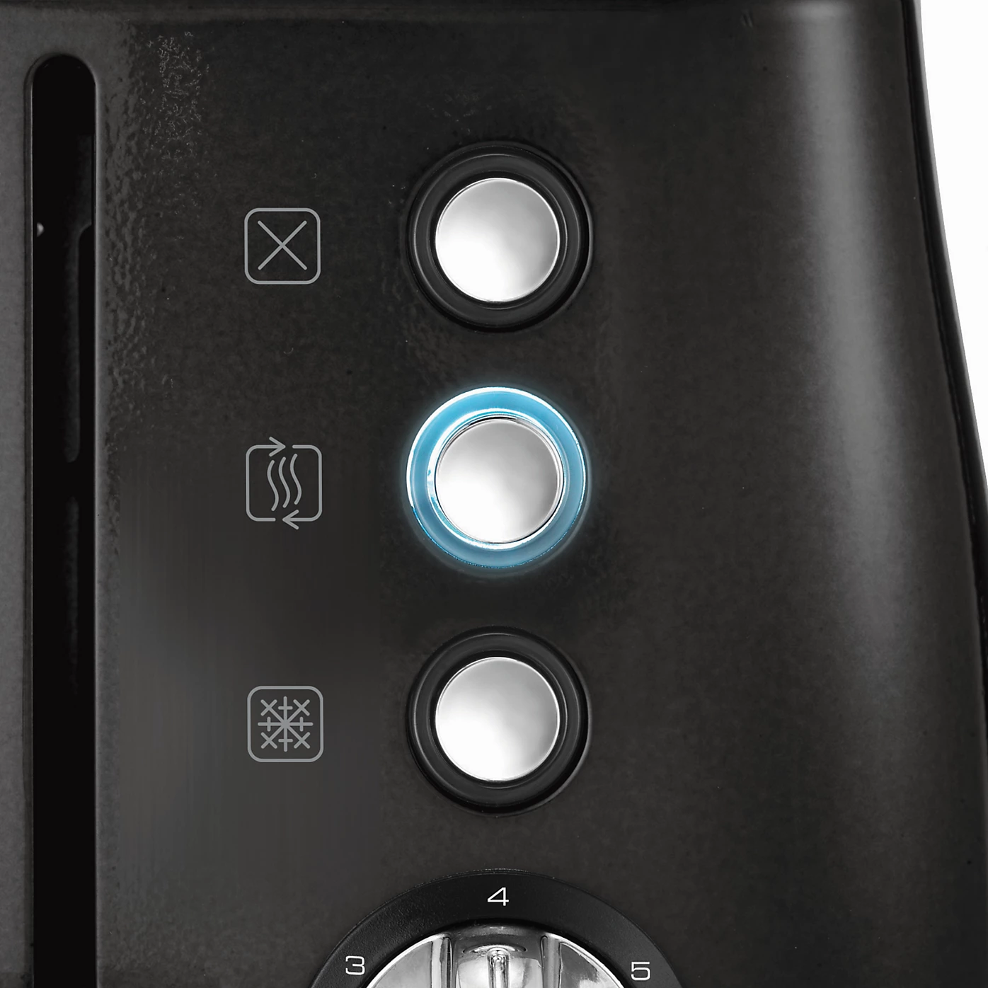 Morphy Richards Evoke black and stainless steel 2 slice toaster control panel