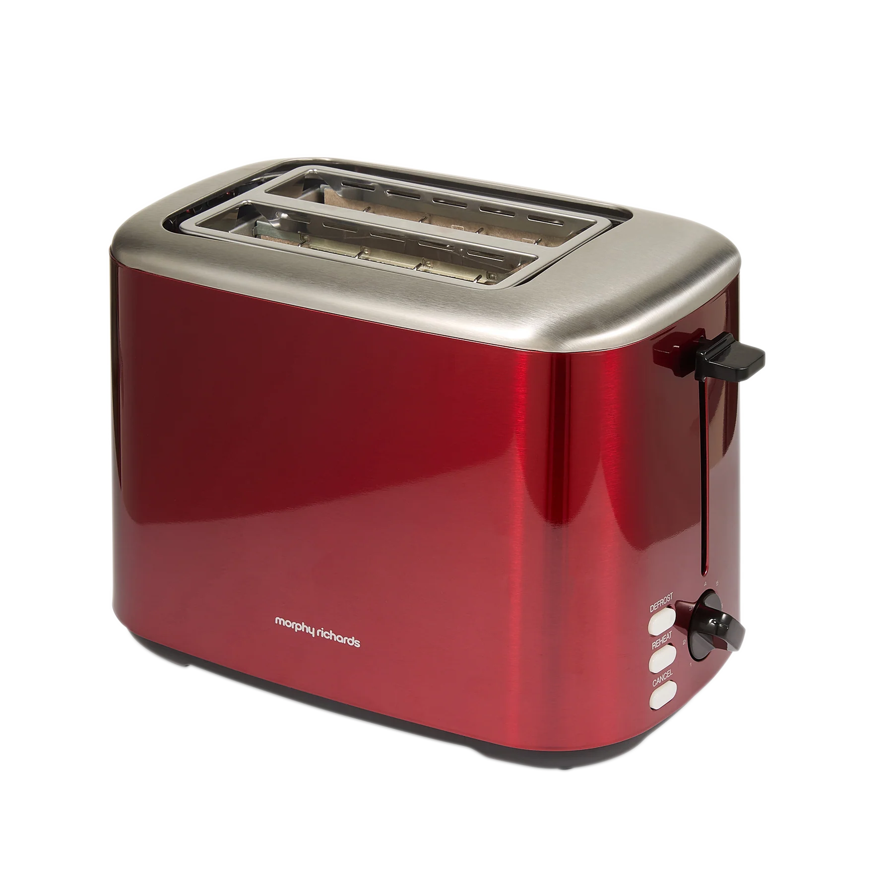 Morphy Richards Equip Brushed red two slice toaster with stainless steel top