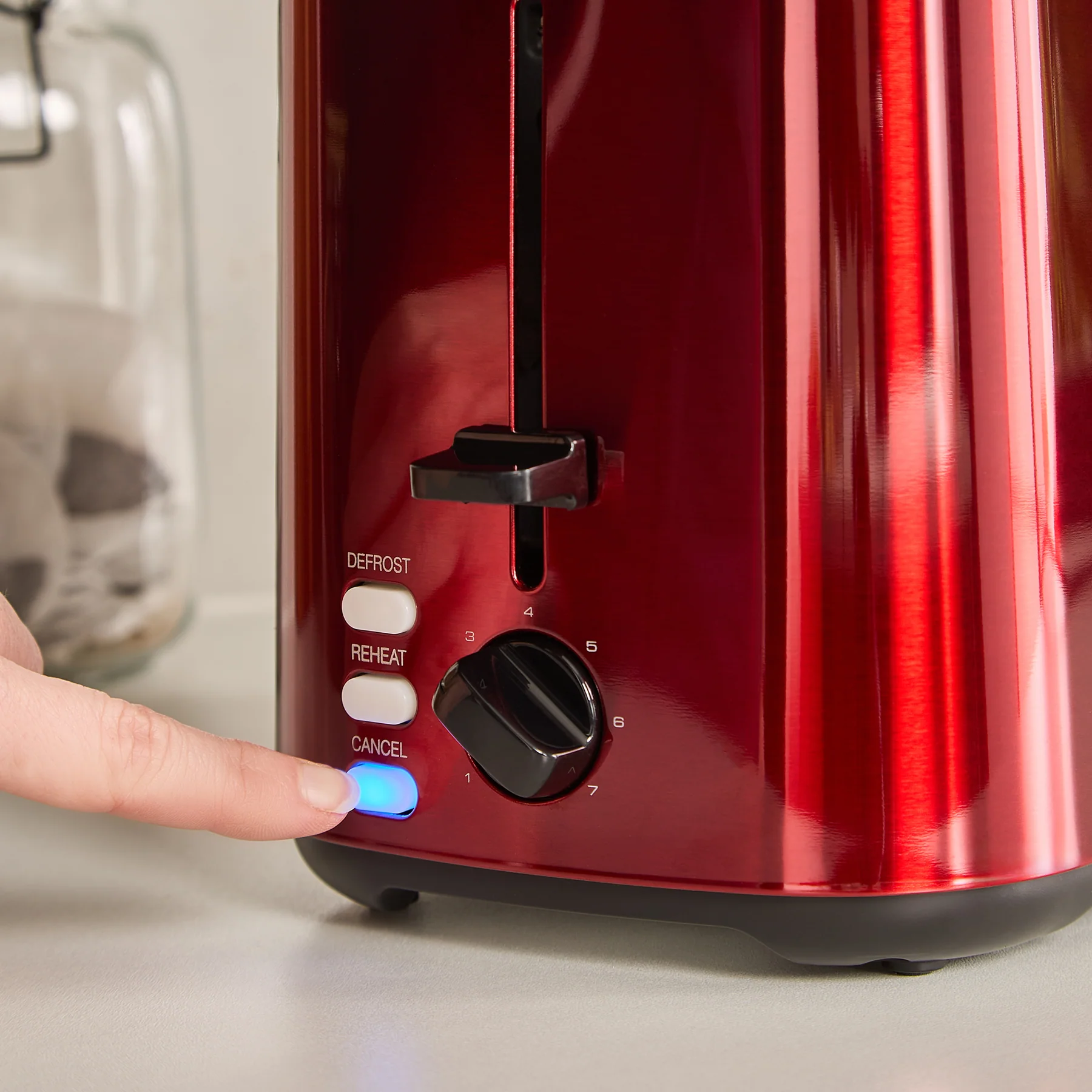 Morphy Richards Equip brushed red 2 slice toaster with controls