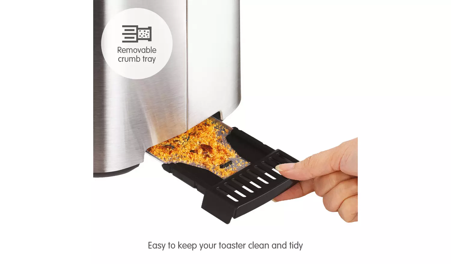 Morphy Richards Equip brushed 2 slice toaster with removable crumb tray