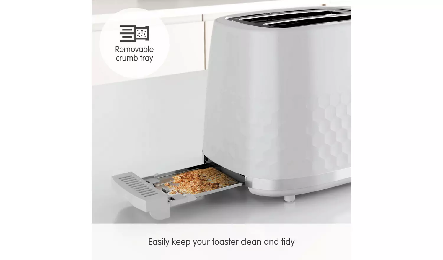 Morphy Richards Hive white 2 slice toaster with removable crumb tray