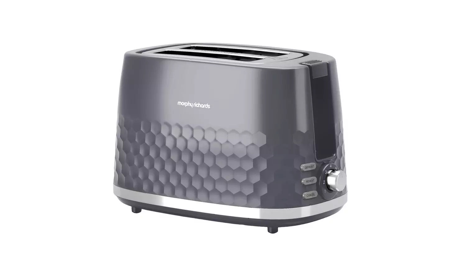 Morphy Richards Hive 2-slice toaster in grey with honeycomb pattern
