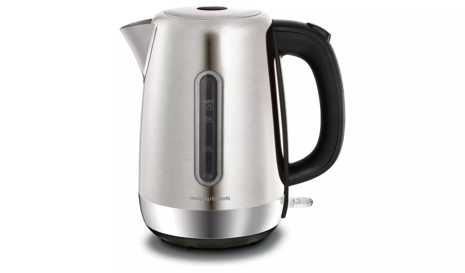 Morphy Richards Equip silver jug kettle with black handle and water level indicator