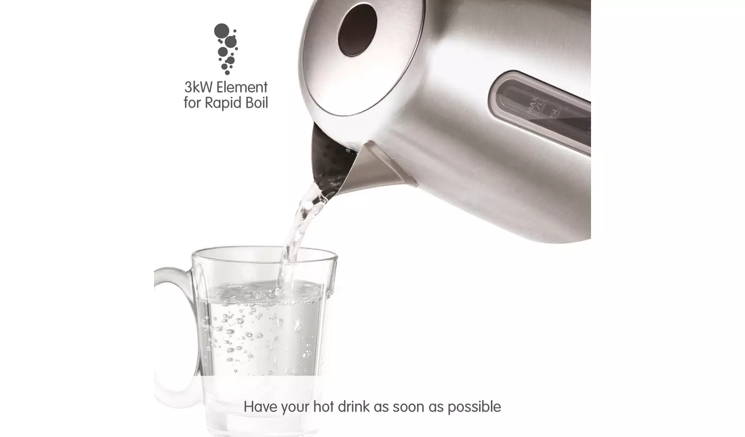 Morphy Richards silver Equip jug kettle pouring water into glass