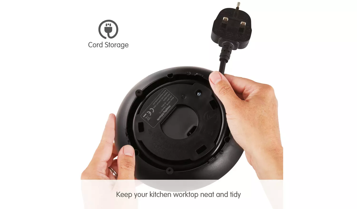 Morphy Richards Equip silver jug kettle base with cord storage feature