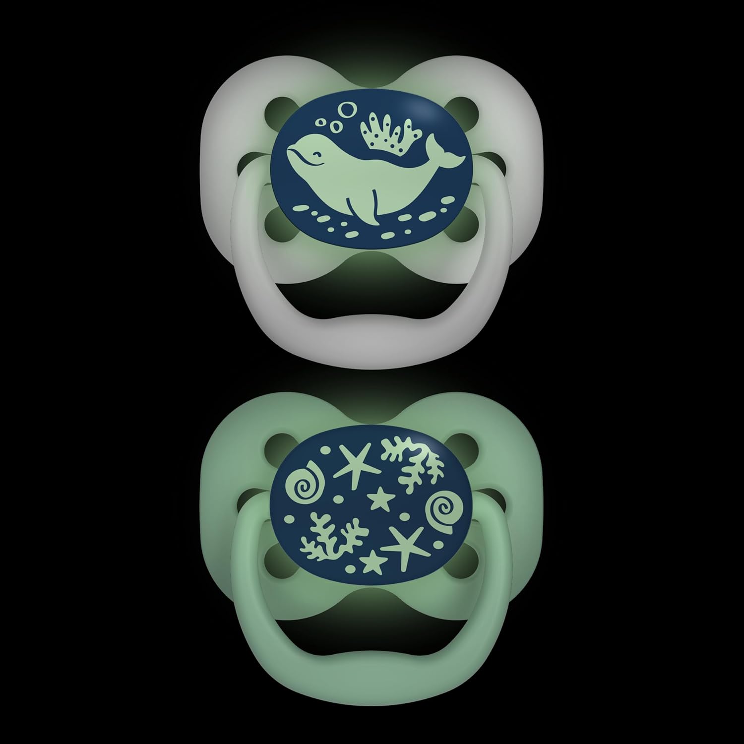 Dr Brown's Advantage glow in the dark blue soothers 0-6 months two pack
