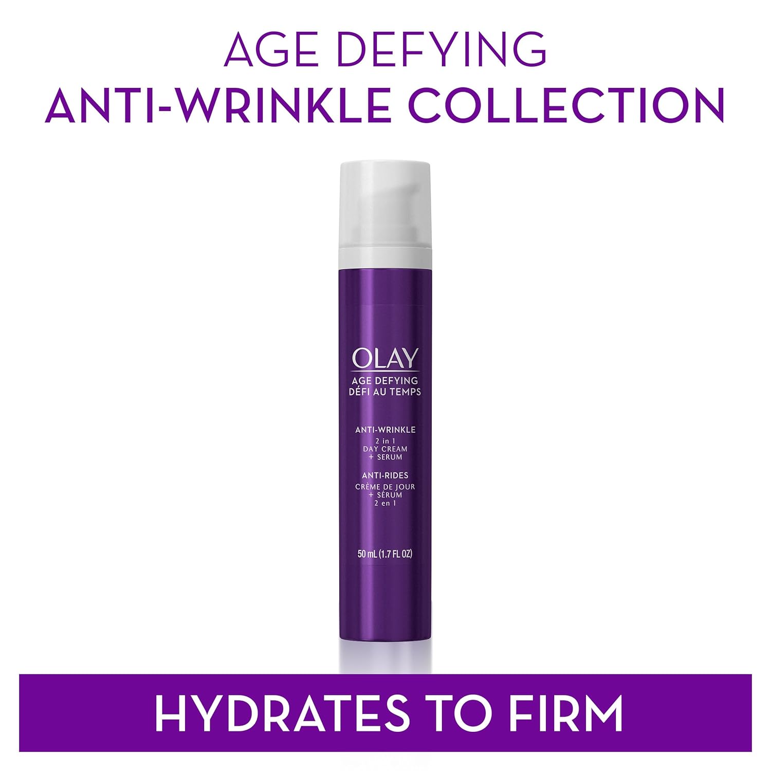 Olay Age Defying anti-wrinkle 2-in-1 day cream plus serum, 50ml purple bottle