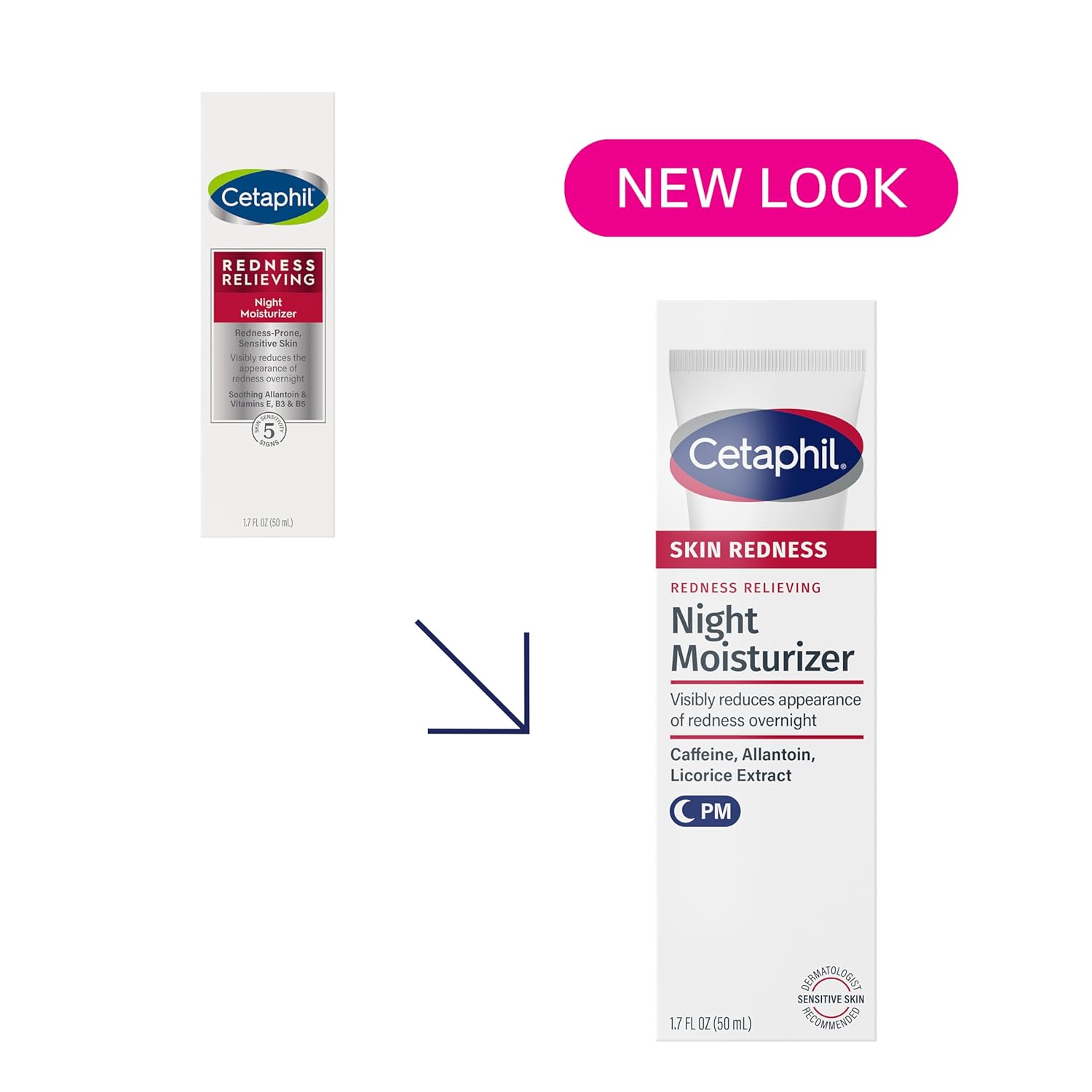 Cetaphil Skin Redness Relieving Night Moisturiser 50ml tube white packaging