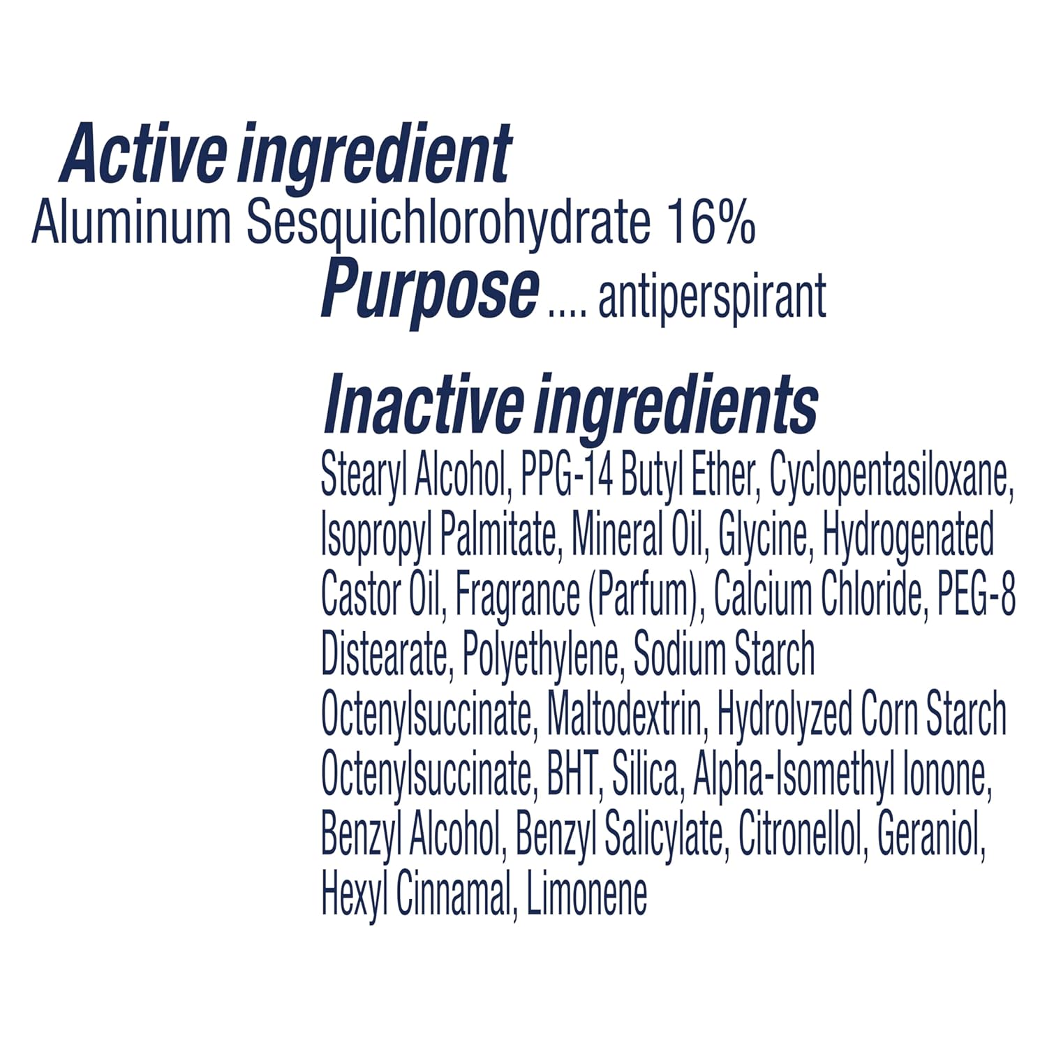 Degree Women MotionSense Stress Control antiperspirant deodorant 74g ingredients list