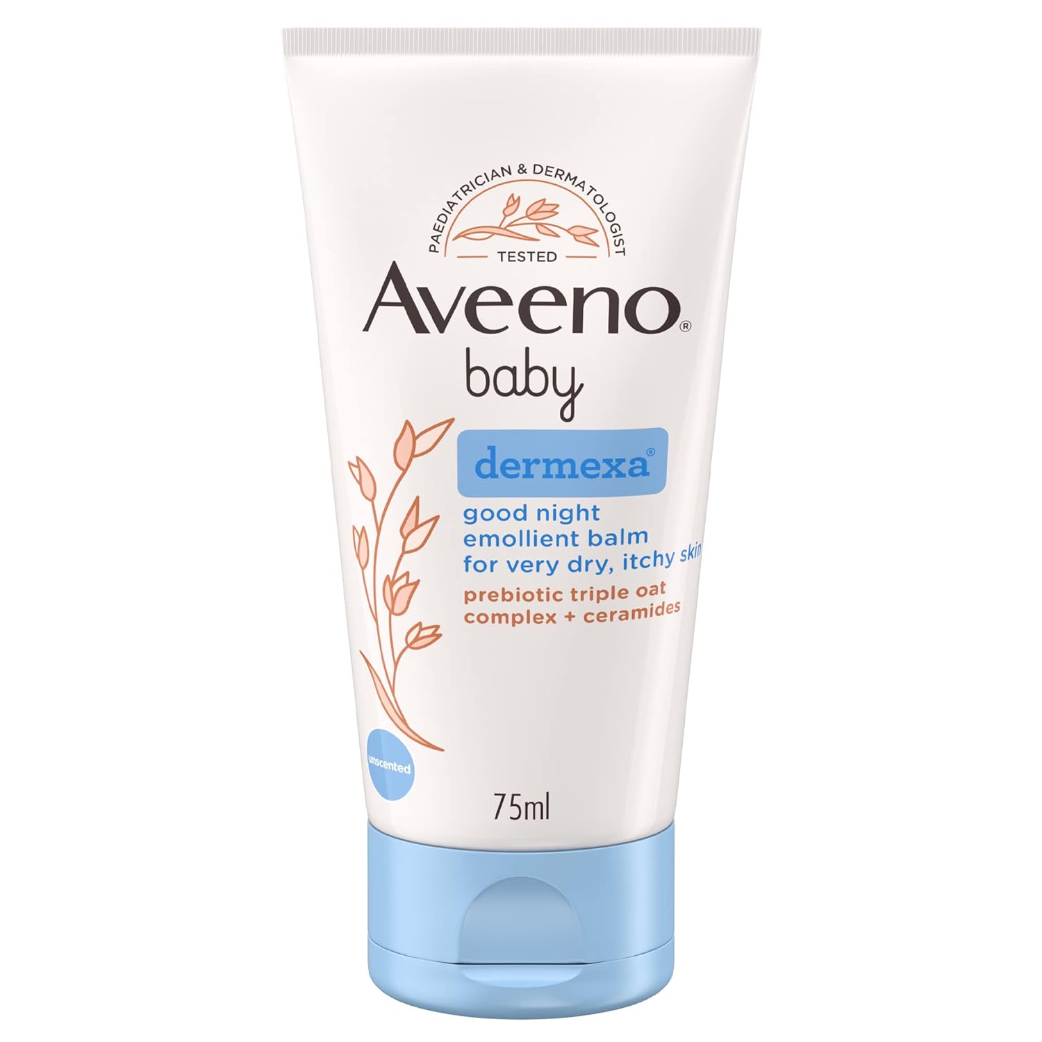 Aveeno Baby Dermexa Good Night Emollient Balm 75ml tube with blue cap