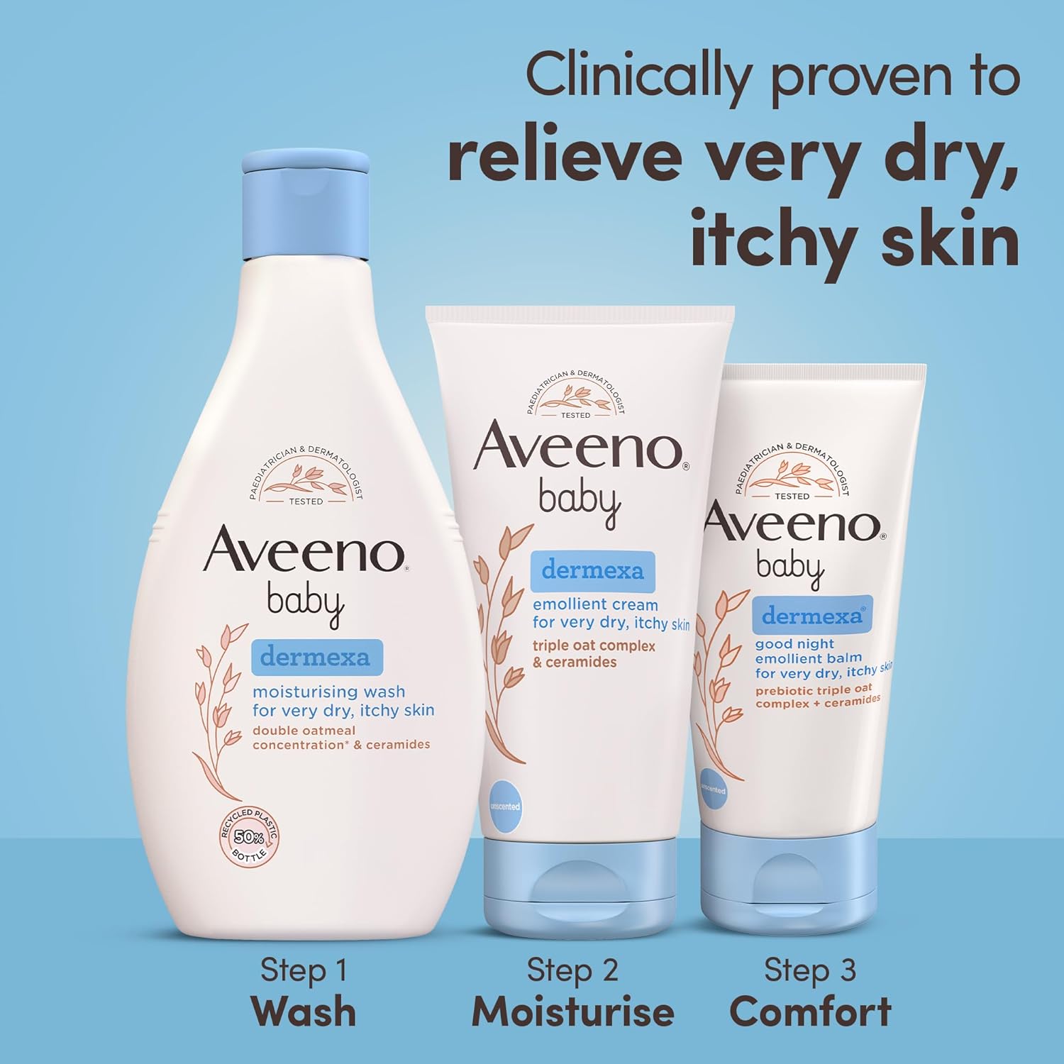 Aveeno Baby Dermexa Good Night Emollient Balm 75ml tube with blue cap