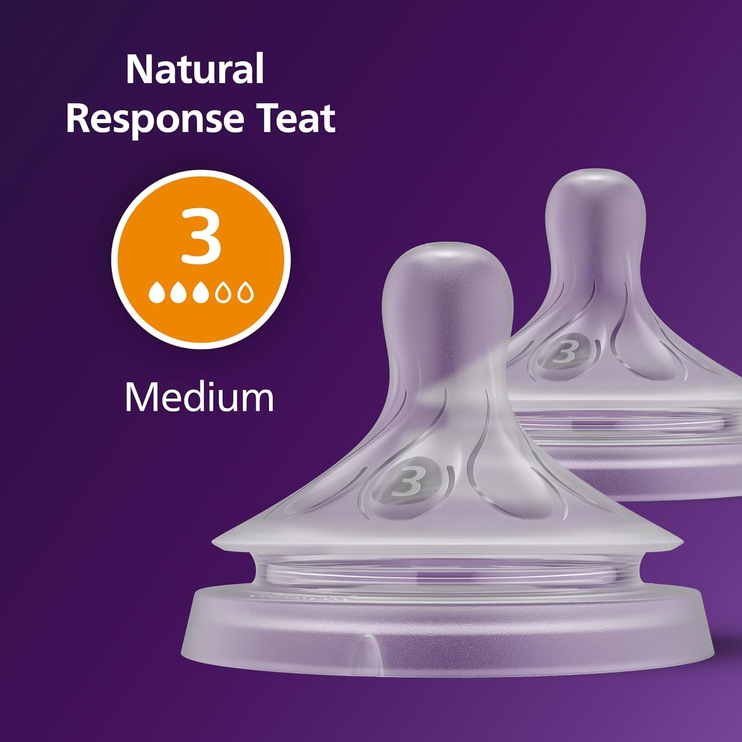 Philips Avent Natural Response Level 3 teats medium flow 3m+ two pack