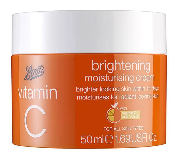 Boots Vitamin C Brightening Moisturising Cream 50ml jar with white lid