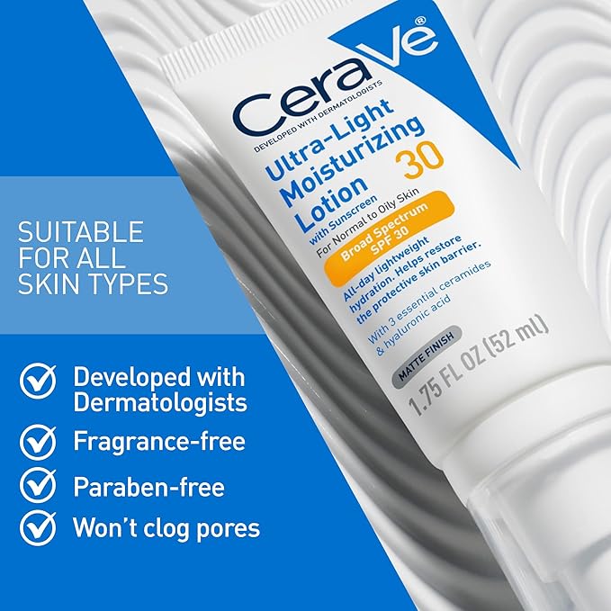 CeraVe Ultra-Light Moisturising Lotion SPF 30 for normal to oily skin 52ml bottle