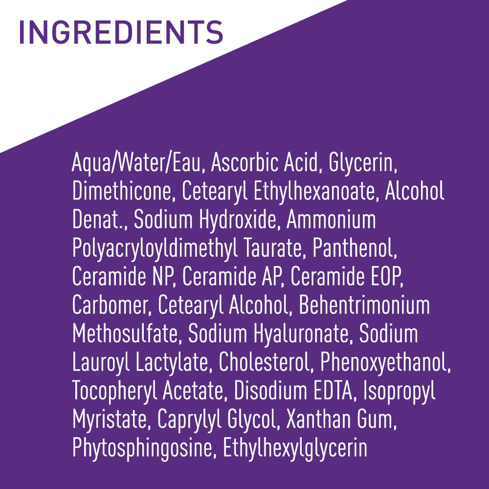 CeraVe Skin Renewing Vitamin C Serum 30ml bottle ingredients list purple background