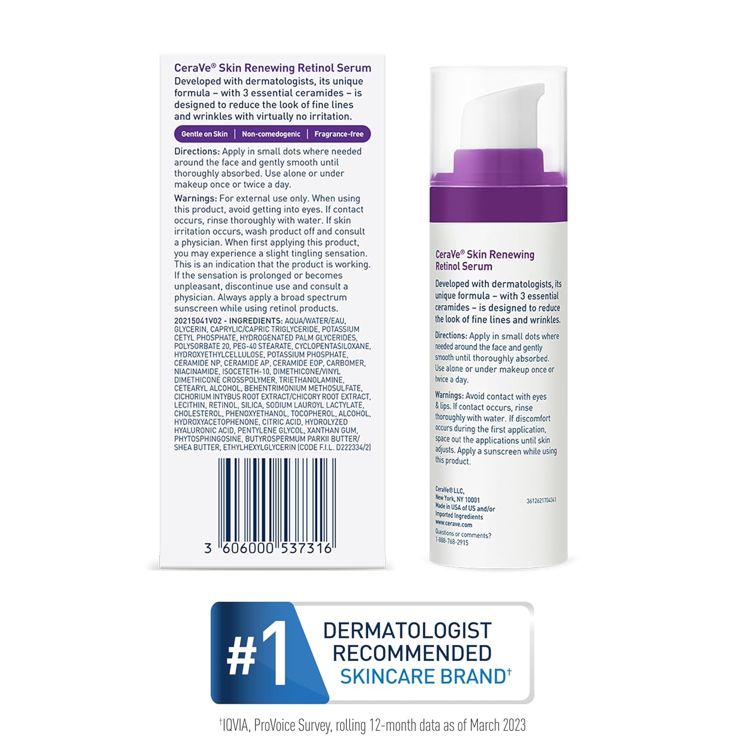 CeraVe Skin Renewing Retinol Serum 30ml bottle with purple pump dispenser