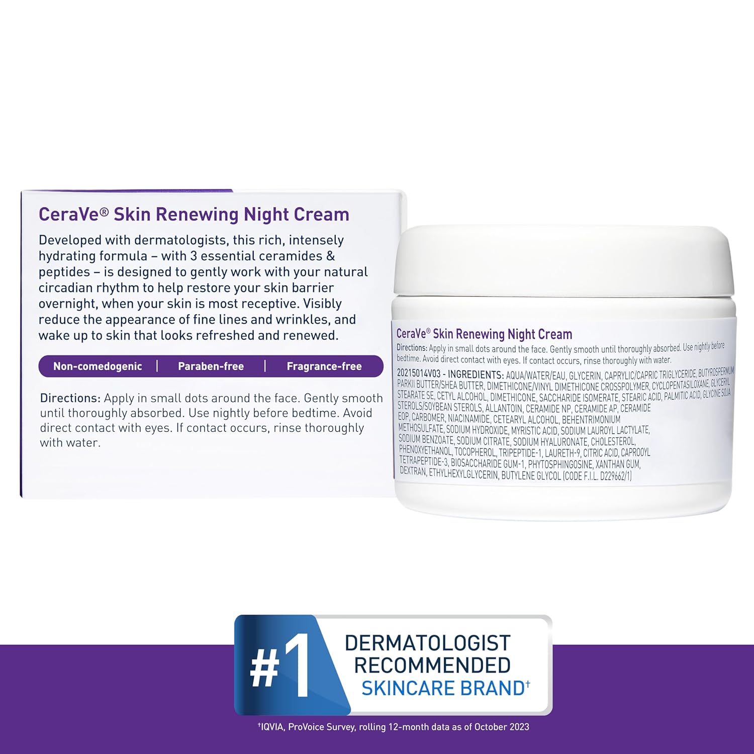 CeraVe Skin Renewing Night Cream 48g white jar with purple packaging